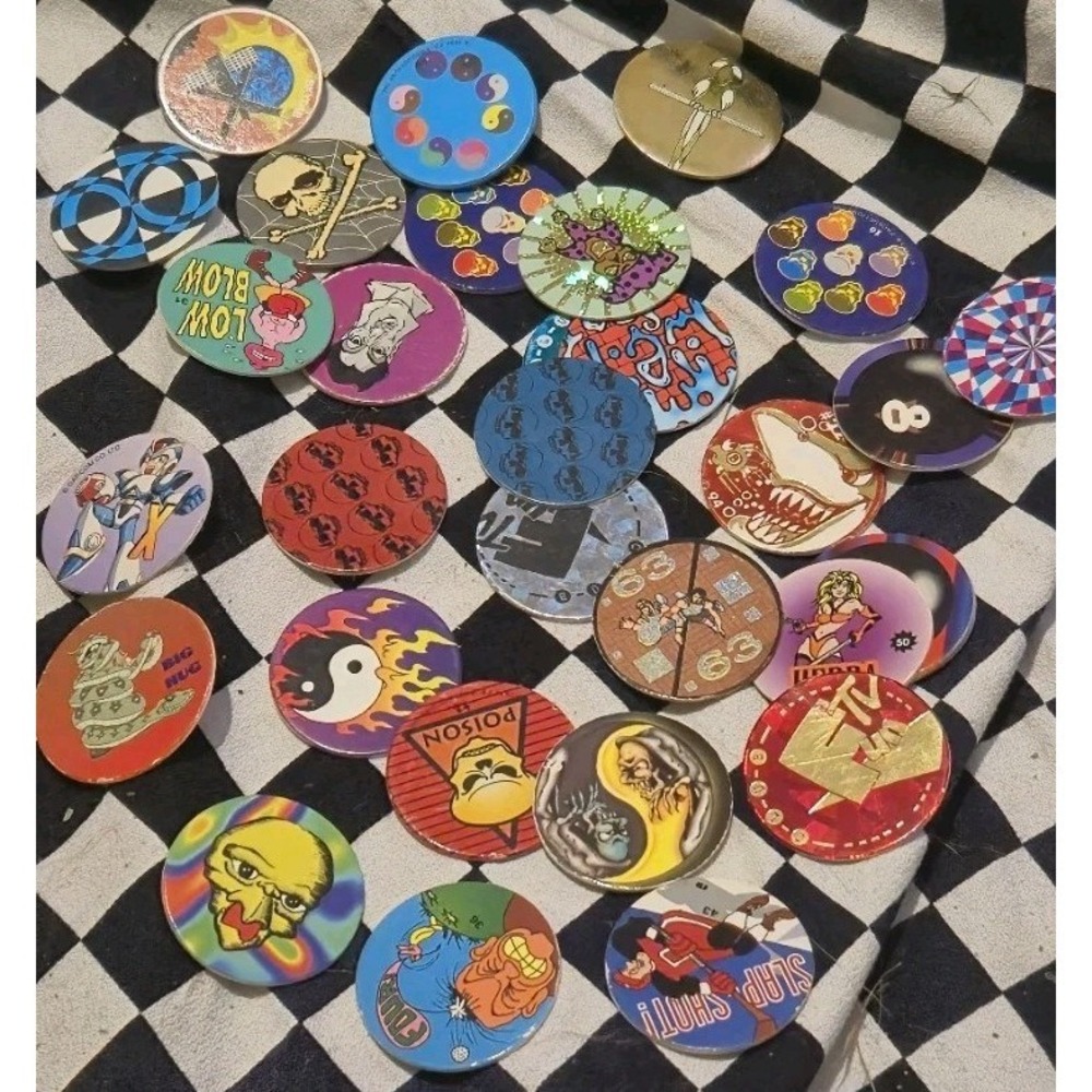Vintage 1990s POGs Milk Caps Bundle Lot Over 25 Unbranded ROC